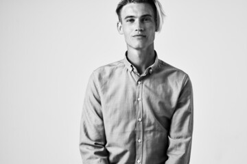 handsome man gesture hands emotions home lifestyle