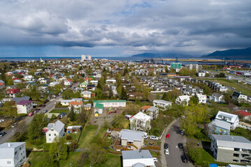 Areal view of Reykjavik, Iceland.