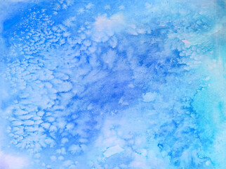 Blue abstract sponge designed background, hand pained watercolor kintsugi, liquid marble, fluid art, tie dye effect. Sponge creative print for wrapping paper or textile design