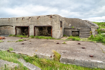 The ruins of Lenan Head fort at the north coast of County Donegal, Ireland.