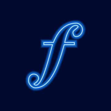 Musical Signs Neon Vector Icons Set. Musical Clef, down beat, sforzando, forte, piano signs.