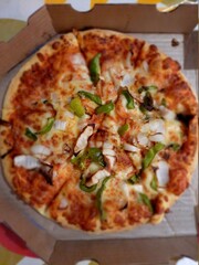 pizza on a board