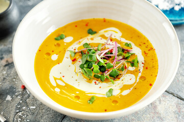 Autumn soup with pumpkin and ginger