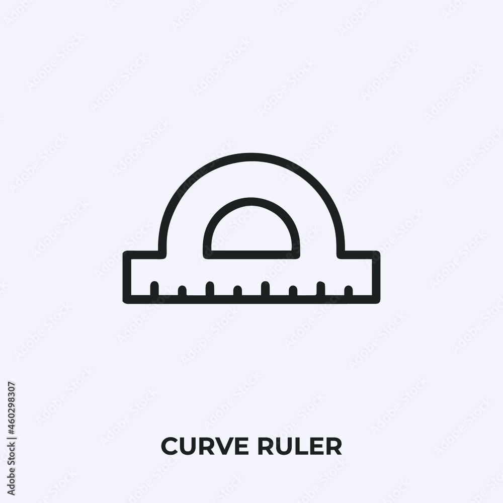 Poster curve ruler icon vector. Linear style sign for mobile concept and web design. curve ruler symbol illustration. Pixel vector graphics - Vector.