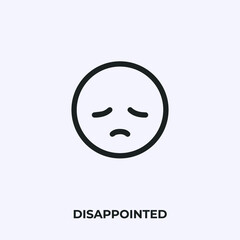 disappointed emoji icon vector. Linear style sign for mobile concept and web design. disappointed emoticon symbol illustration. Pixel vector graphics - Vector.