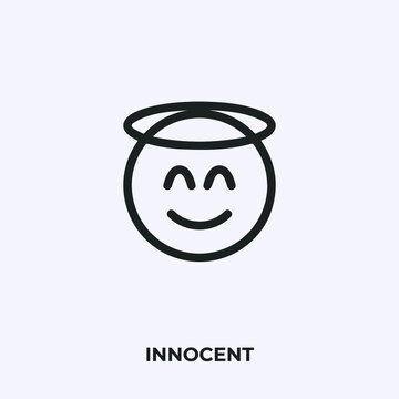 innocent emoji icon vector. Linear style sign for mobile concept and web design. innocent emoticon symbol illustration. Pixel vector graphics - Vector.