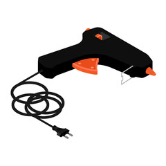 Electric hot glue gun isolated on white background isometric view. Vector