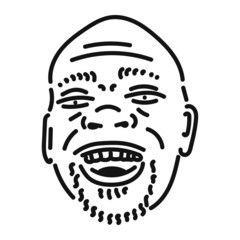 black line laughing bald man design