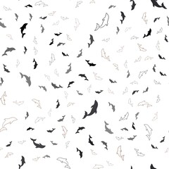 Dark Orange vector seamless background with dolphins.