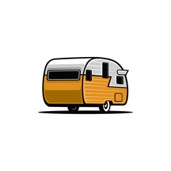 camper trailer - caravan trailer isolated vector - obrazy, fototapety, plakaty
