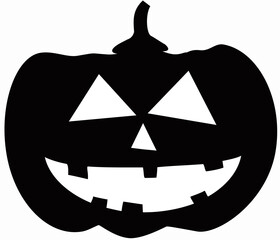 Illustration of a pumpkin silhouette with scary face. Halloween symbology . 