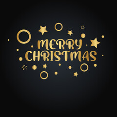 Merry Christmas on a dark background with gold