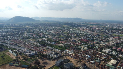 Aerial view of Abuja city residential neighbourhood 