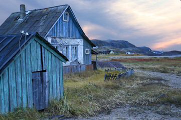 Abandoned wooden house in the village of Teriberka, Northern Russia