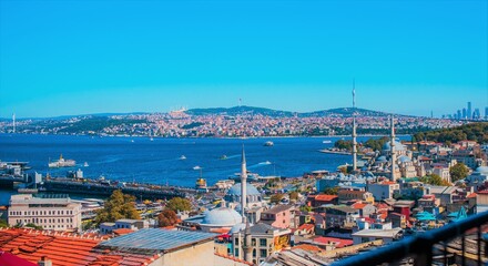 Landscape Istanbul city views, concept of vacation in Turkey. New places for trip. Ideas for journey