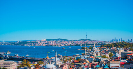 Landscape Istanbul city views, concept of vacation in Turkey. New places for trip. Ideas for journey