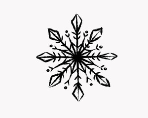 Obraz premium Vector illustration of a textured snowflake , for Christmas and New Year's design, isolated on a white background.