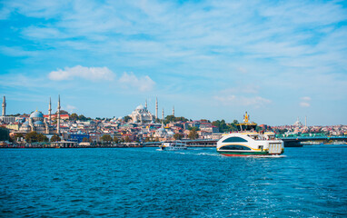 Fototapeta premium Landscape Istanbul city views, concept of vacation in Turkey. New places for trip. Ideas for journey