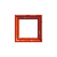 Decorative wooden baguette frame. Pixel art style. Vintage Frame. Isolated vector illustration. 