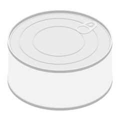 Tin can isometric view isolated on white background