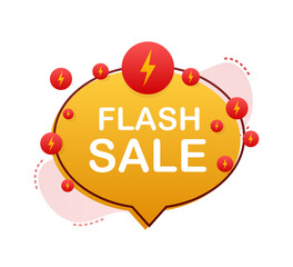 Flash sale. Flash ribbon banner, scroll, price tag, sticker, badge, poster. Vector illustration.