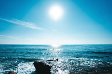 地平線と海と太陽