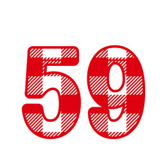 59, Number fifty nineWith red Plaid Pattern 
