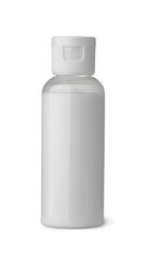Front view of small blank plastic shampoo bottle