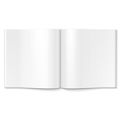 Nockup Blank Open Magazine, Book, Booklet, Brochure, Cover. Illustration Isolated On White Background. Mock Up Template Ready For Your Design. Vector EPS10