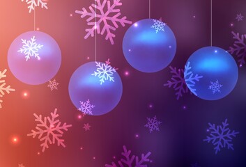 Dark Pink, Red vector backdrop in holiday style.