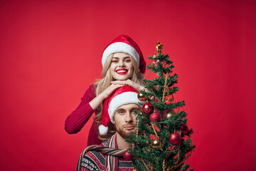 cheerful young couple romance christmas holiday family