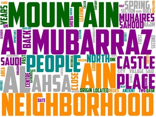 al mubarraz typography, wordcloud, wordart, background,city,arabia,al,map