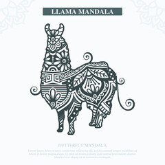 LLAMA Mandala Vector. Vintage decorative elements. Oriental pattern, vector illustration.