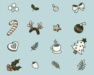 Christmas toon icons with vintage color
