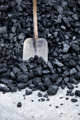 coal mine hard coal and coal loading shovel