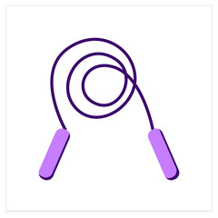 Jumping rope flat icon. Jump cord. Concept of sport activity, simple fitness exercise and children games and play equipment. Color vector illustration