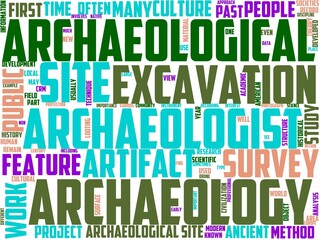 archology typography, wordcloud, wordart, historic,stone,tourism,travel,old