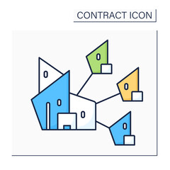 Parent company color icon. Company has controlling interest in other enterprises. Distance controls all businesses. Contract concept. Isolated vector illustration