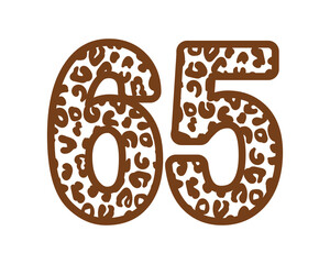 65, Number sixty fiveWith figures leopard print, panther skin 