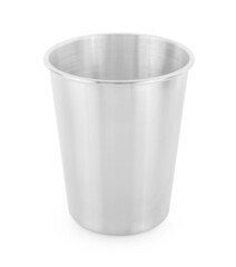 Stainless steel cup isolated on white background.