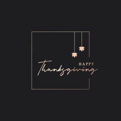 Thanksgiving lettering logo in golden on black - 460309757