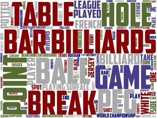 bar billiards typography, wordcloud, wordart, game,snooker,bar,pool,sport