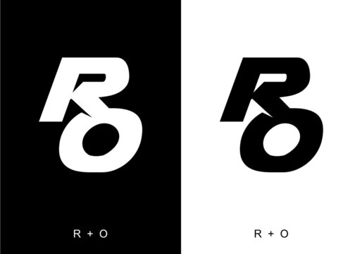 Black and white color of RO initial letter