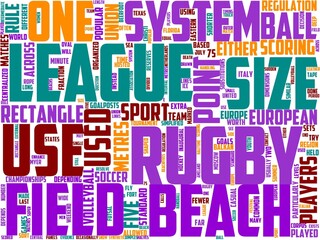 beach rugby typography, wordcloud, wordart, beach,rugby,ball,sport,sea