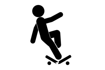 broken skateboard and falling man icons on a white background. © Anton_Lutsenko