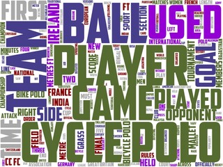 bicycle polo typography, wordcloud, wordart, bicycle,polo,sport,running,line