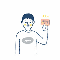 クレジットカードを持っている若い男性