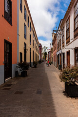 San Cristobal de La Laguna, Tenerife, Canary Islands, Spain: Beautiful narrow street with old house in the city centre. La Laguna is a tourist attraction with a picturesque old town.
