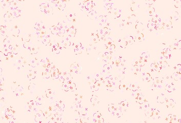 Light Pink, Yellow vector pattern with Digit symbols.