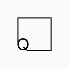 Q initial logo with black square in grey background